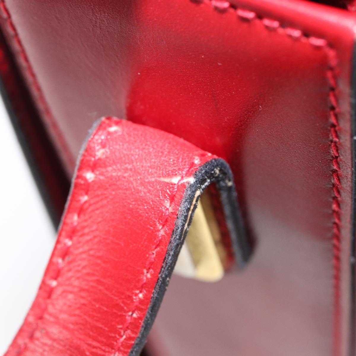 Bally Shoulder Bag Leather Red Gold Tone Auth 209593