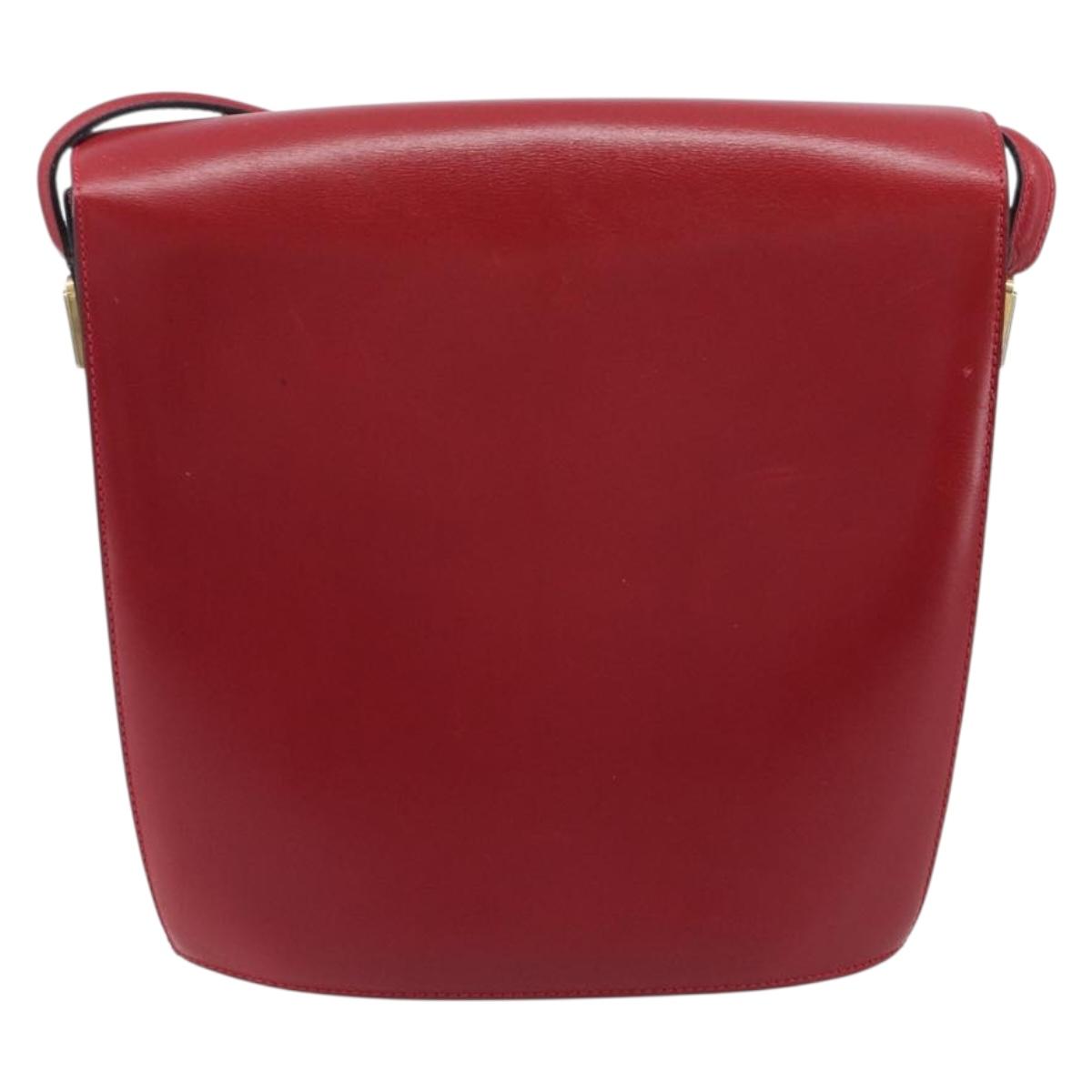 Bally Shoulder Bag Leather Red Gold Tone Auth 209593