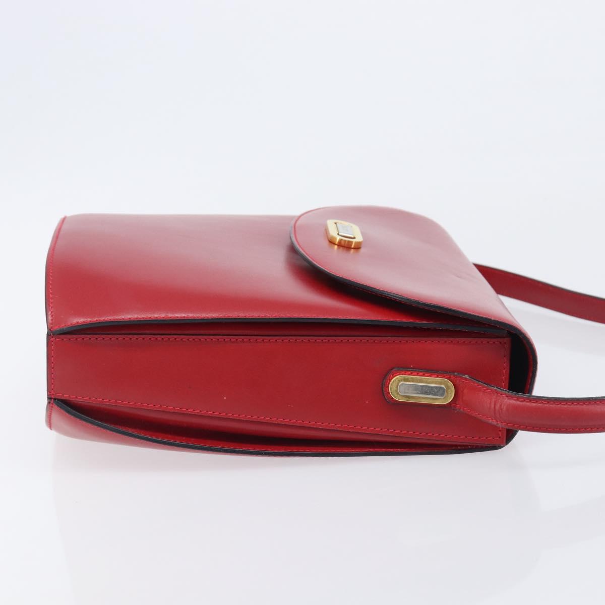 Bally Shoulder Bag Leather Red Gold Tone Auth 209593