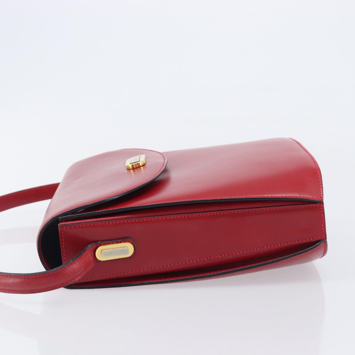 Bally Shoulder Bag Leather Red Gold Tone Auth 209593