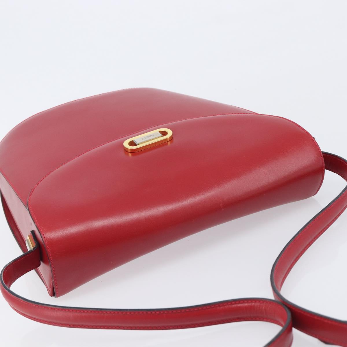 Bally Shoulder Bag Leather Red Gold Tone Auth 209593