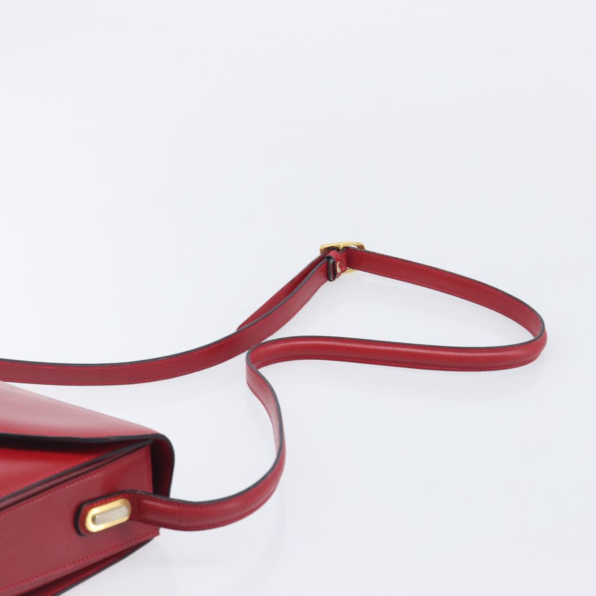 Bally Shoulder Bag Leather Red Gold Tone Auth 209593