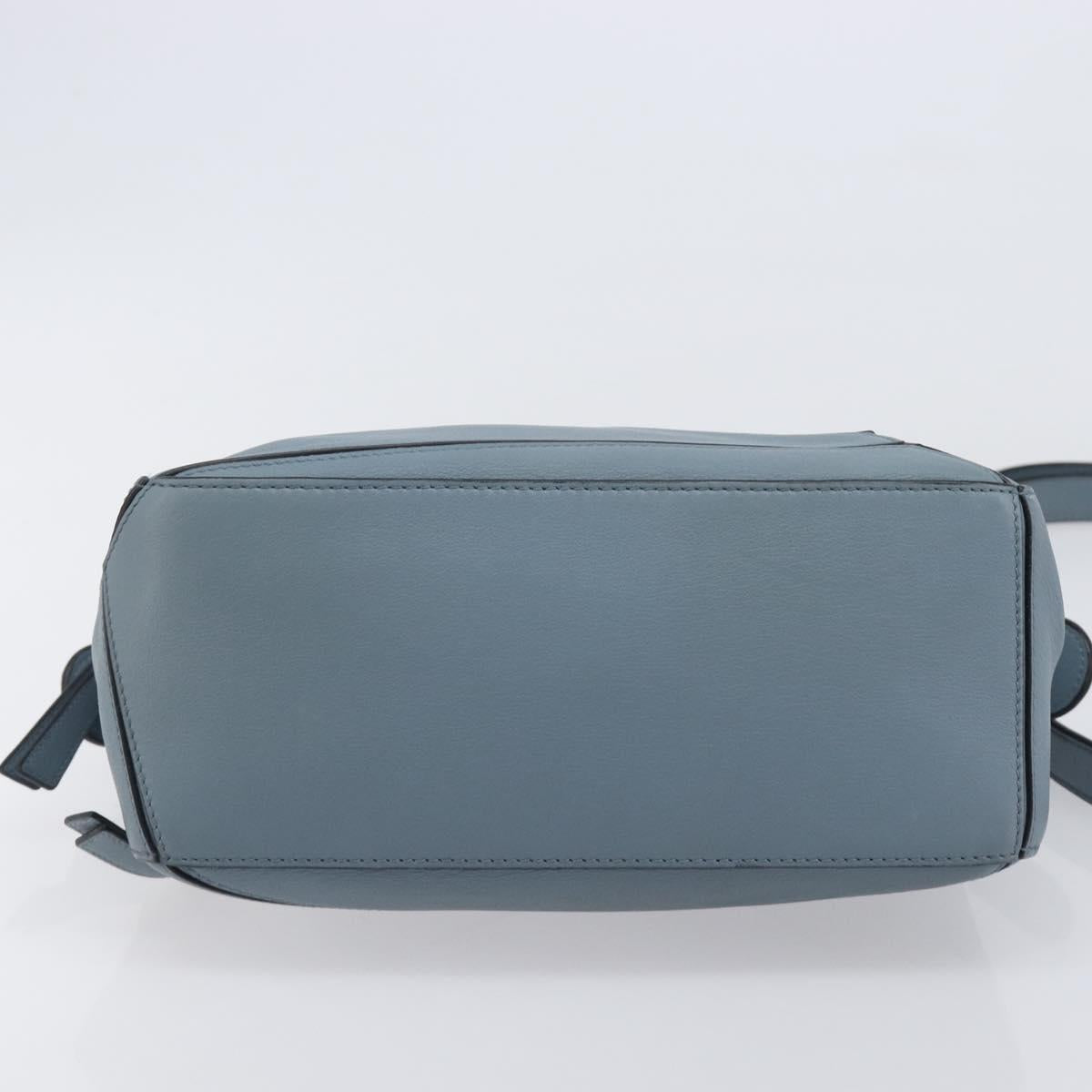 LOEWE Puzzle Bag Shoulder Bag Leather 2way Light Blue Silver Auth 209596M