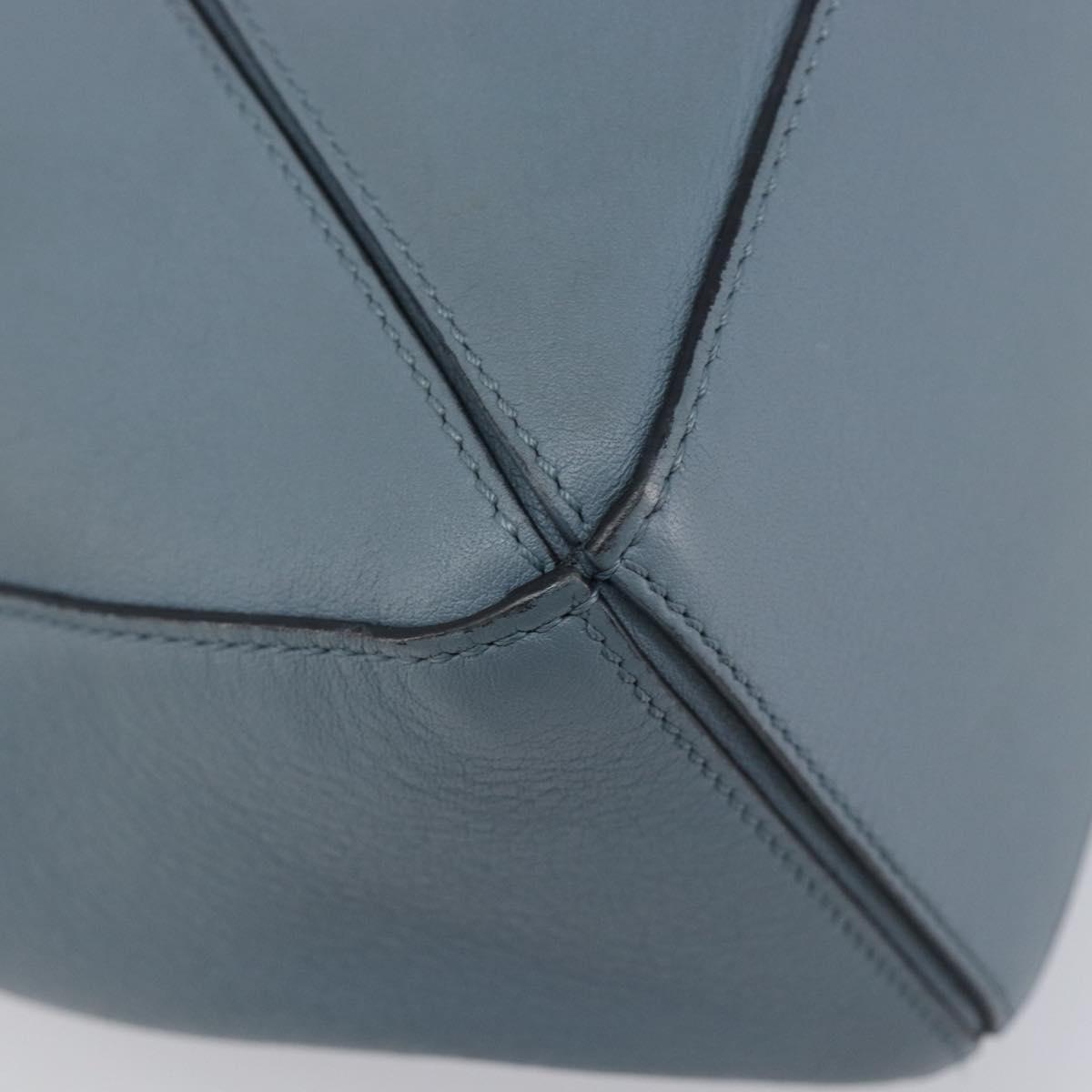 LOEWE Puzzle Bag Shoulder Bag Leather 2way Light Blue Silver Auth 209596M