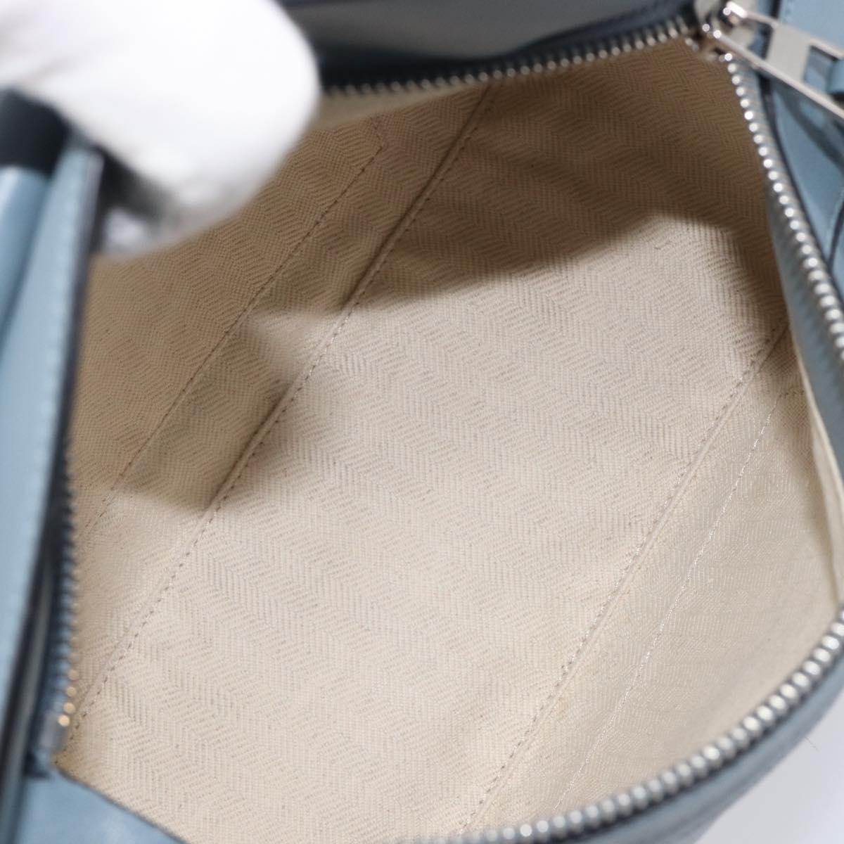 LOEWE Puzzle Bag Shoulder Bag Leather 2way Light Blue Silver Auth 209596M