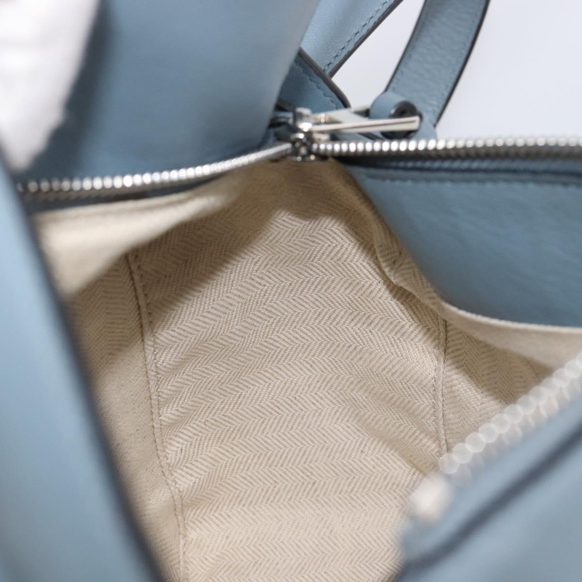 LOEWE Puzzle Bag Shoulder Bag Leather 2way Light Blue Silver Auth 209596M