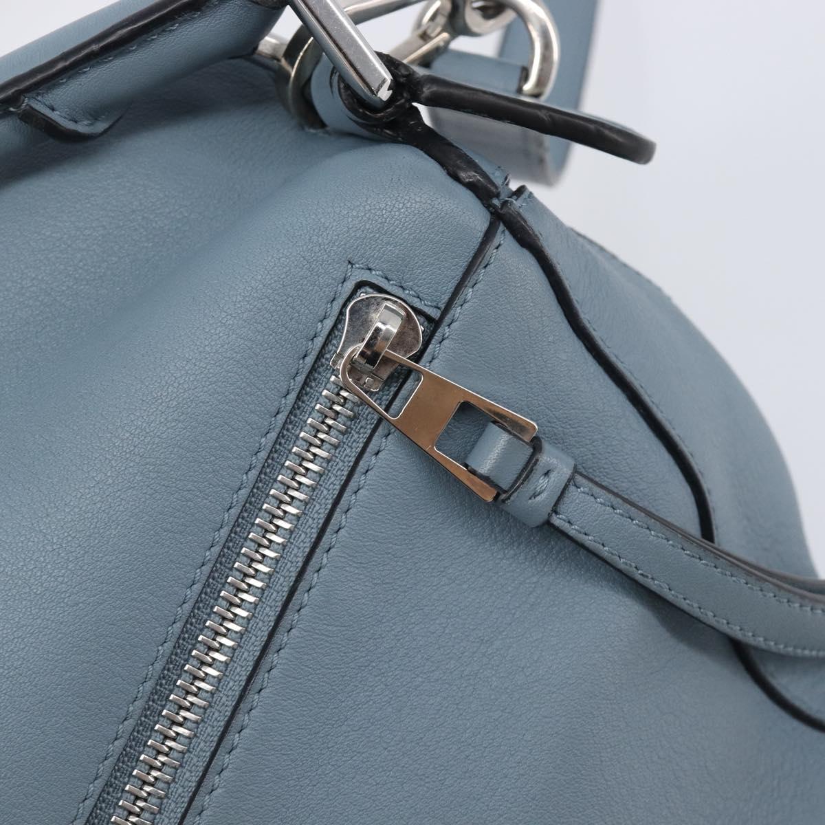 LOEWE Puzzle Bag Shoulder Bag Leather 2way Light Blue Silver Auth 209596M