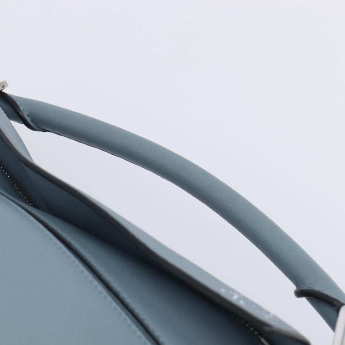 LOEWE Puzzle Bag Shoulder Bag Leather 2way Light Blue Silver Auth 209596M
