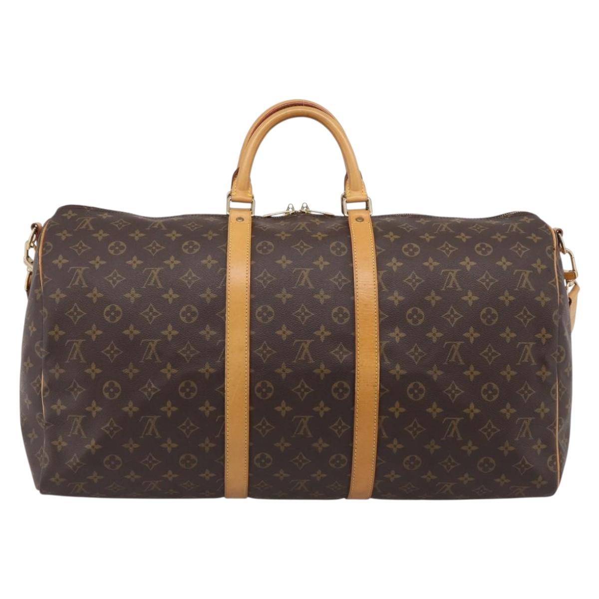 LOUIS VUITTON Monogram Keepall Bandouliere 55 Boston Bag M41414 LV Auth 209601V