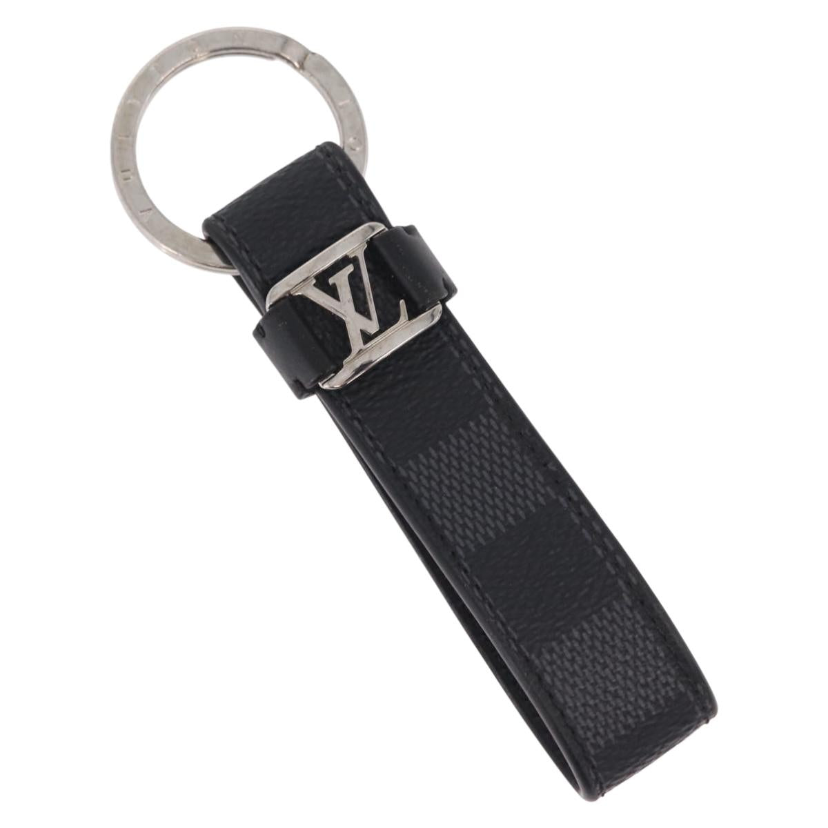 LOUIS VUITTON Damier Graphite LV Dragonne Key Ring M62706 LV Auth 209607A