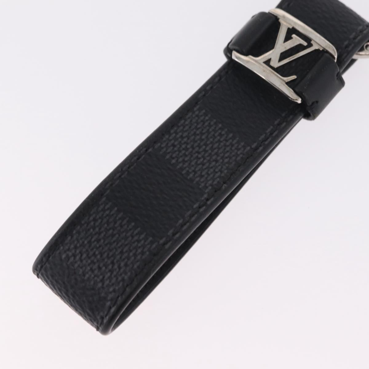 LOUIS VUITTON Damier Graphite LV Dragonne Key Ring M62706 LV Auth 209607A
