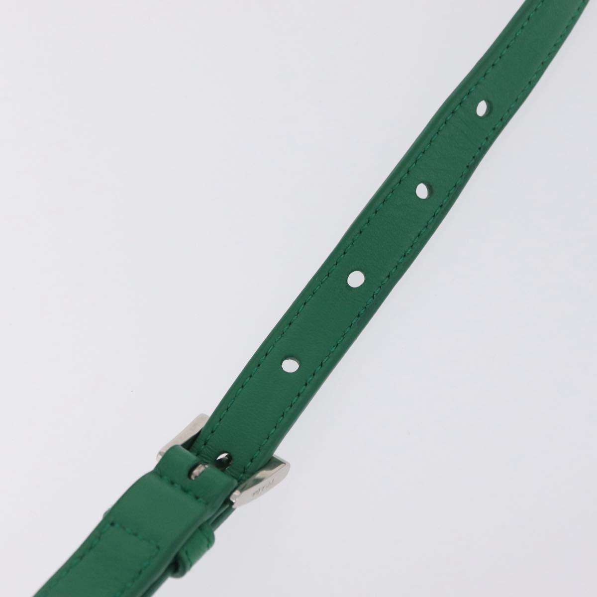 PRADA Hand Bag Leather 2way Green Silver Auth 209613SAM