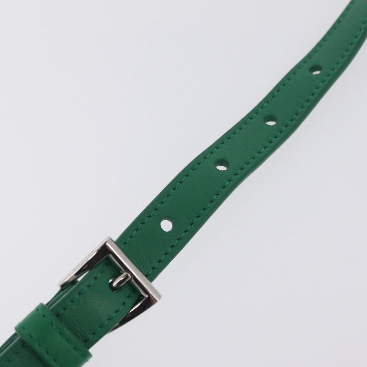 PRADA Hand Bag Leather 2way Green Silver Auth 209613SAM