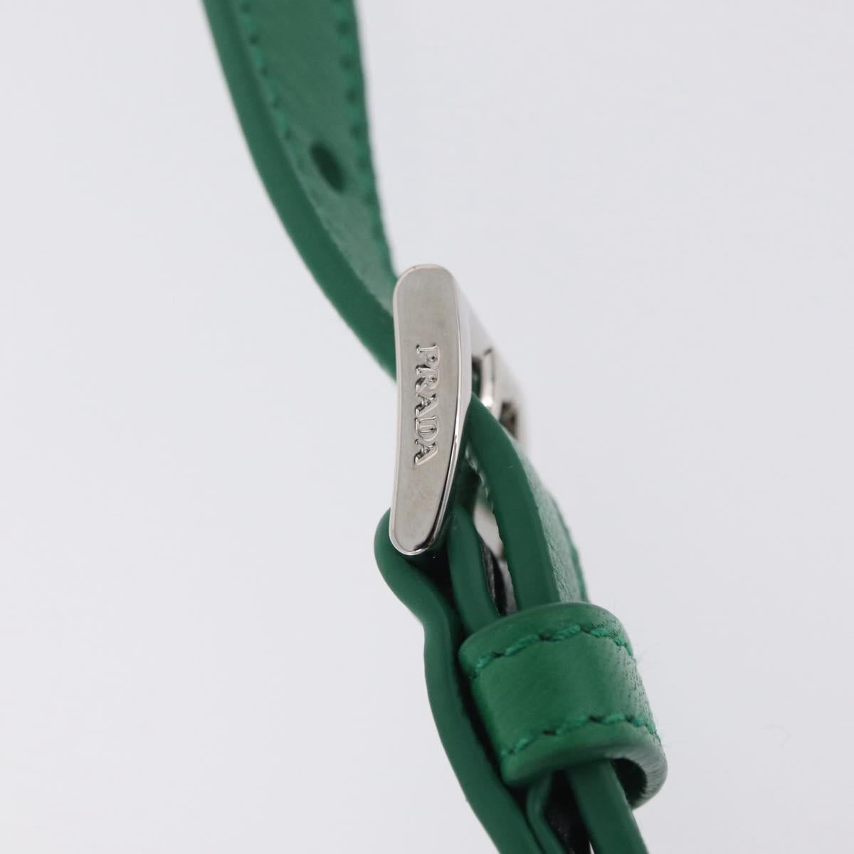 PRADA Hand Bag Leather 2way Green Silver Auth 209613SAM