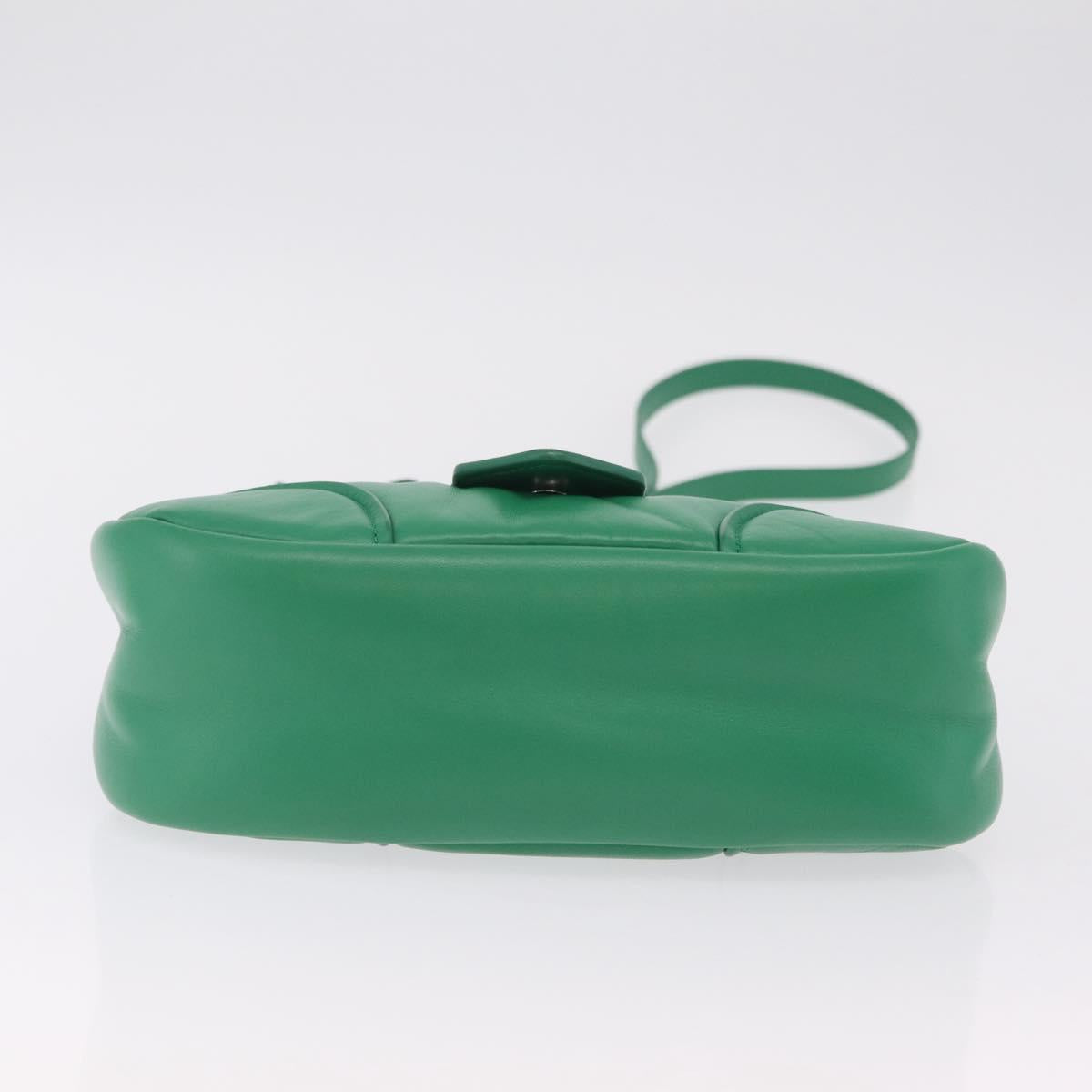 PRADA Hand Bag Leather 2way Green Silver Auth 209613SAM
