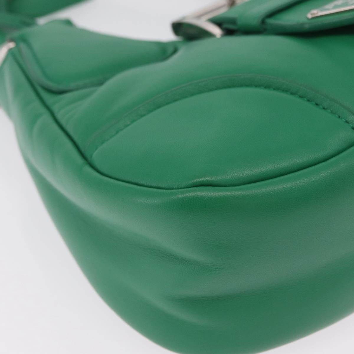 PRADA Hand Bag Leather 2way Green Silver Auth 209613SAM