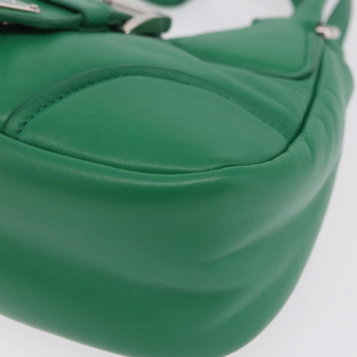 PRADA Hand Bag Leather 2way Green Silver Auth 209613SAM