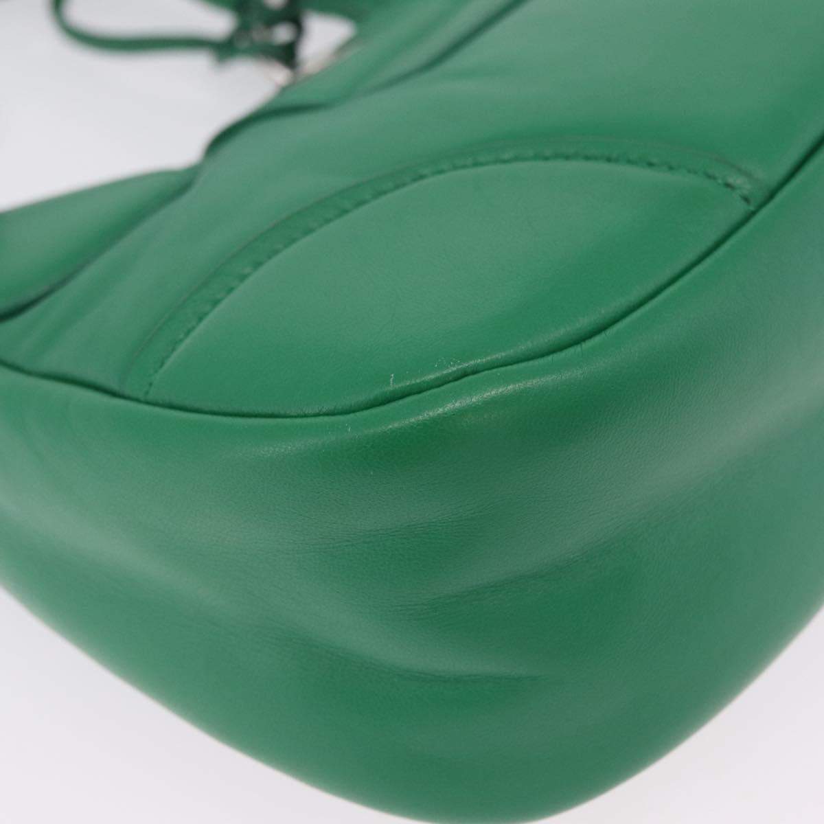 PRADA Hand Bag Leather 2way Green Silver Auth 209613SAM
