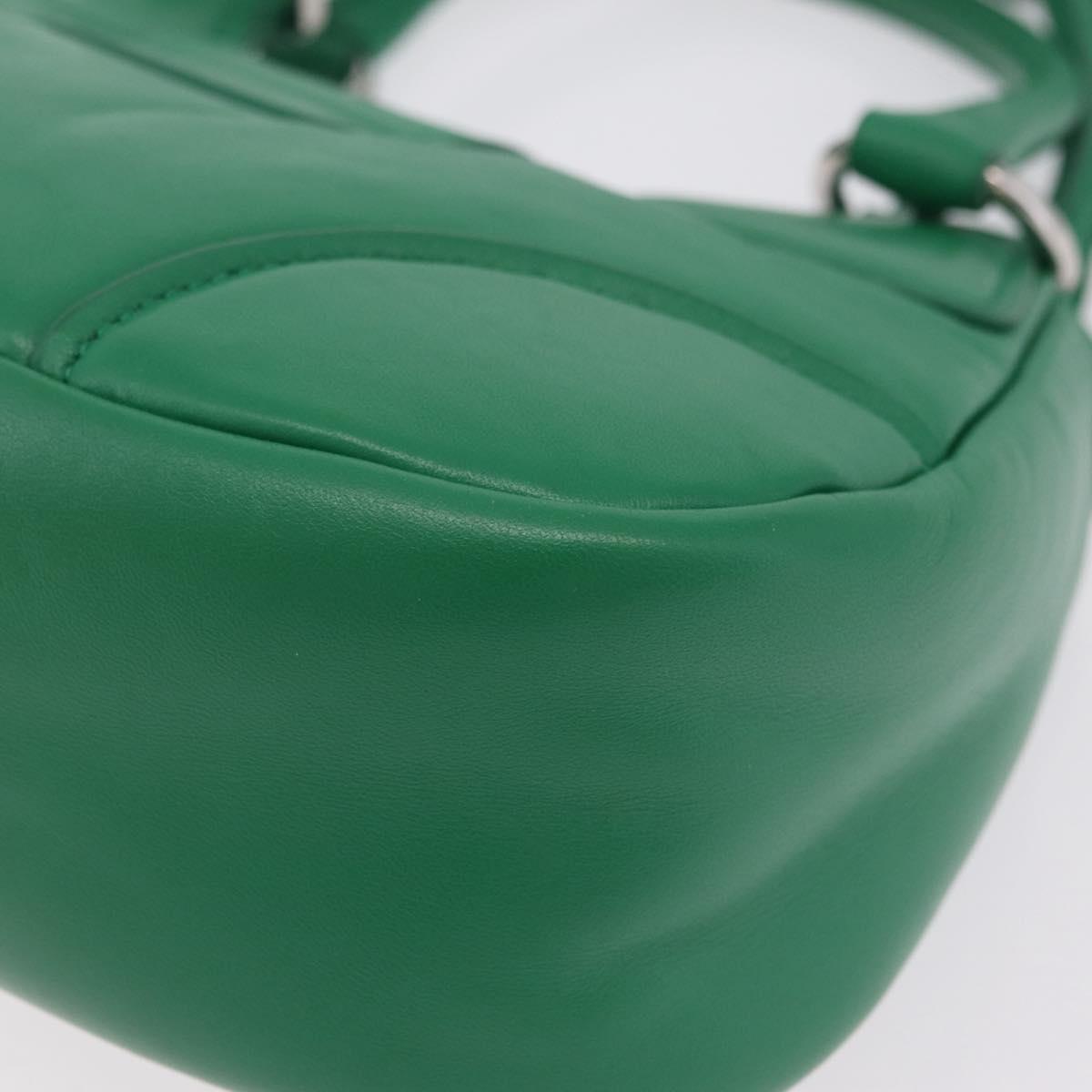 PRADA Hand Bag Leather 2way Green Silver Auth 209613SAM