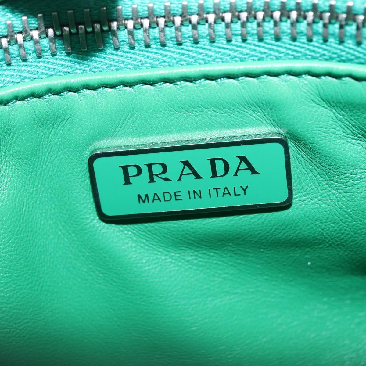 PRADA Hand Bag Leather 2way Green Silver Auth 209613SAM