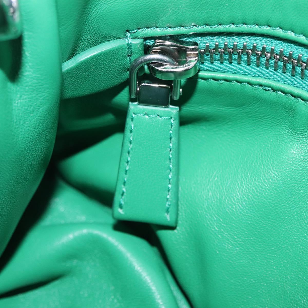 PRADA Hand Bag Leather 2way Green Silver Auth 209613SAM