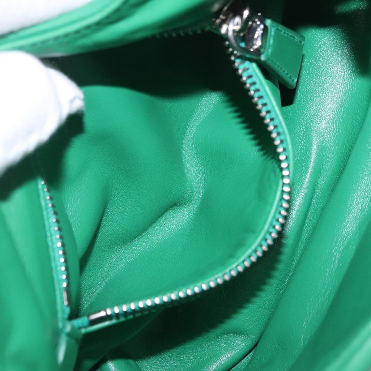 PRADA Hand Bag Leather 2way Green Silver Auth 209613SAM