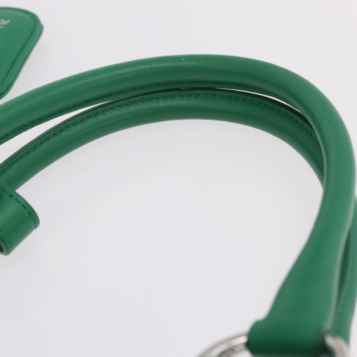 PRADA Hand Bag Leather 2way Green Silver Auth 209613SAM