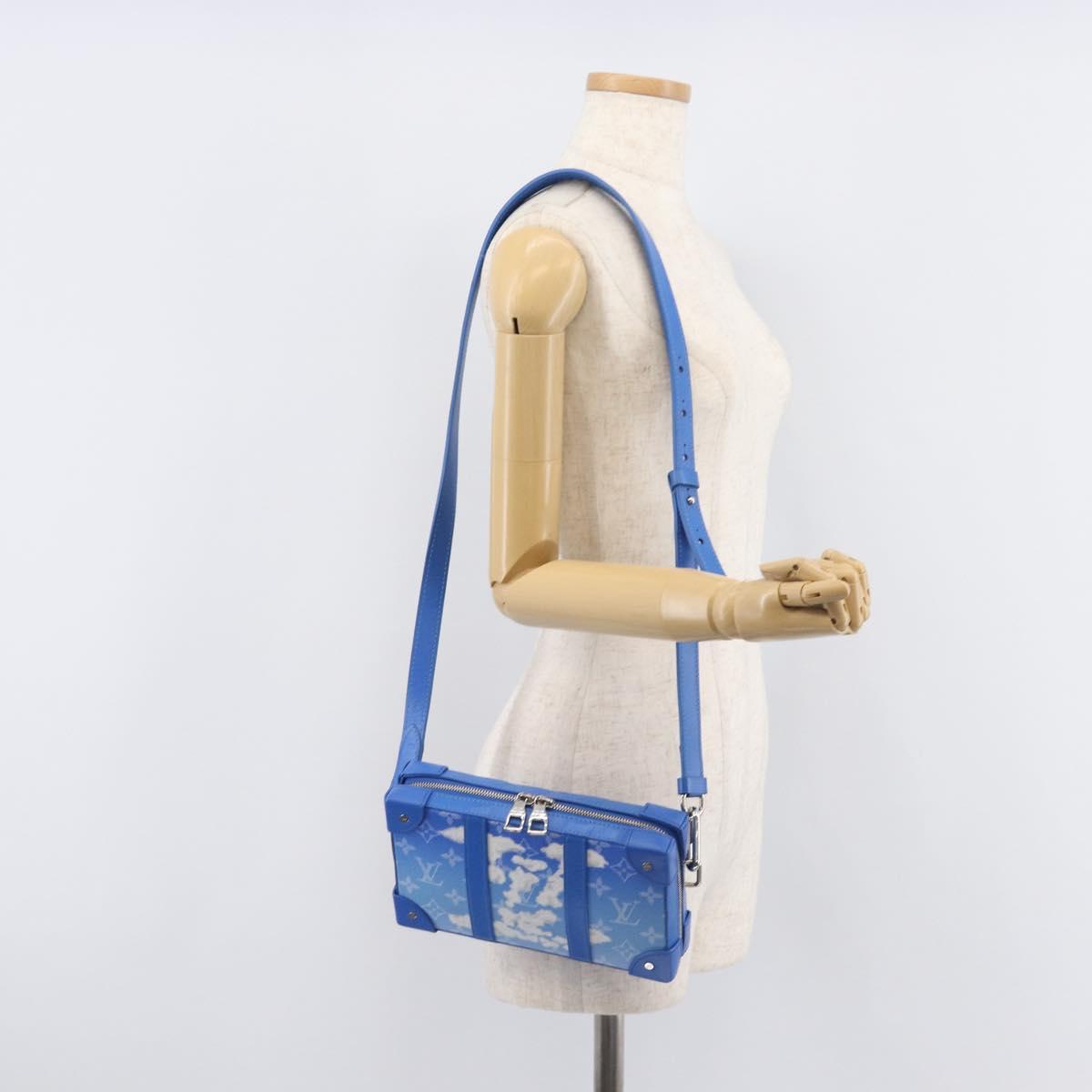 LOUIS VUITTON Monogram Clouds Soft Trunk Wallet Bag Blue M45432 LV Auth 209614M