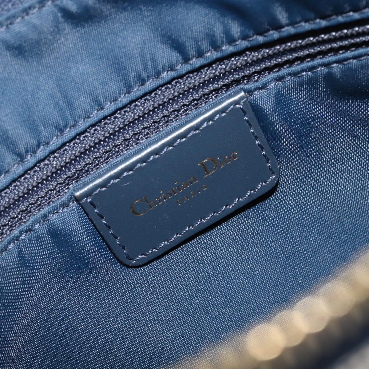 Christian Dior Trotter Canvas Saddle Shoulder Bag Navy Gold Tone Auth 209622V