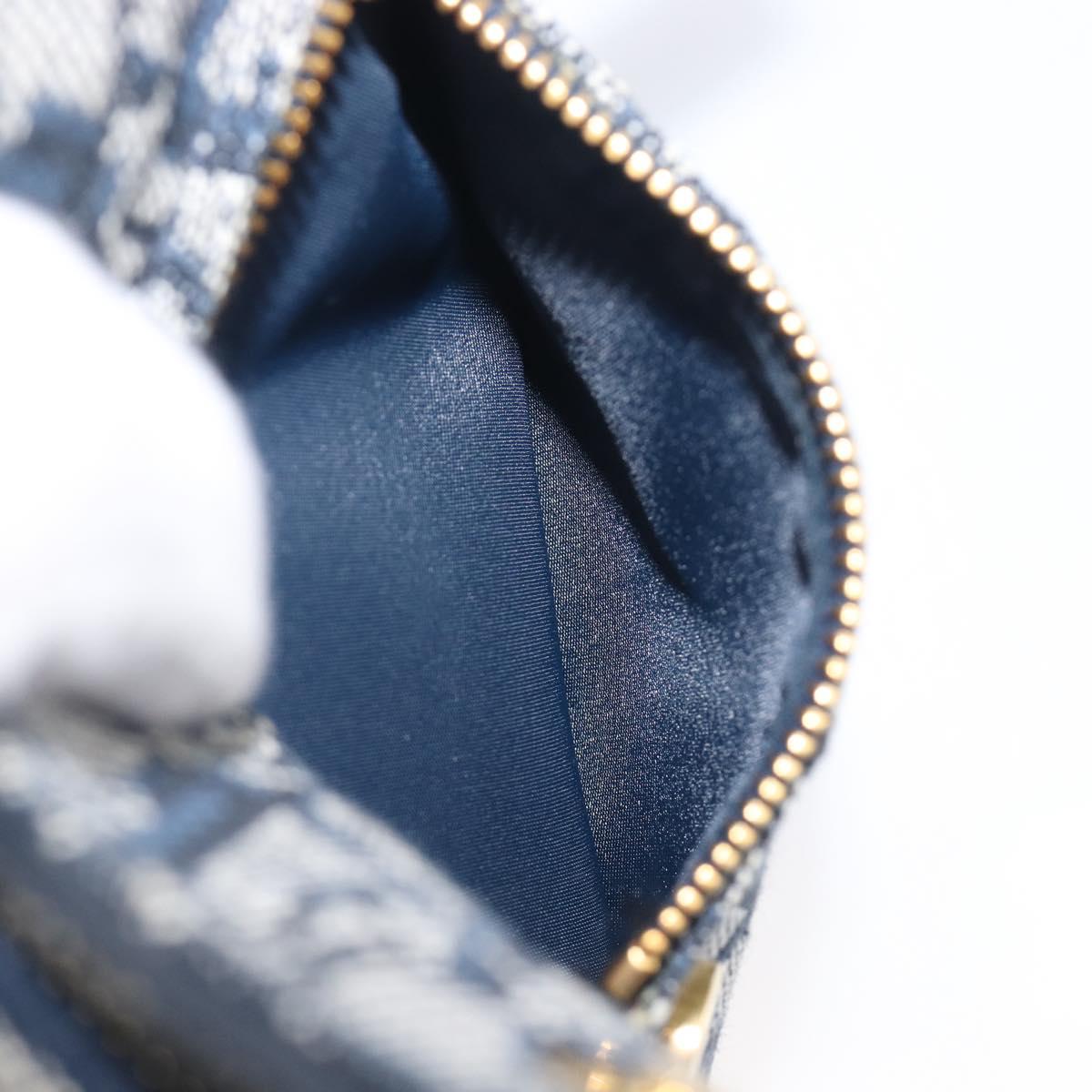 Christian Dior Trotter Canvas Saddle Shoulder Bag Navy Gold Tone Auth 209622V