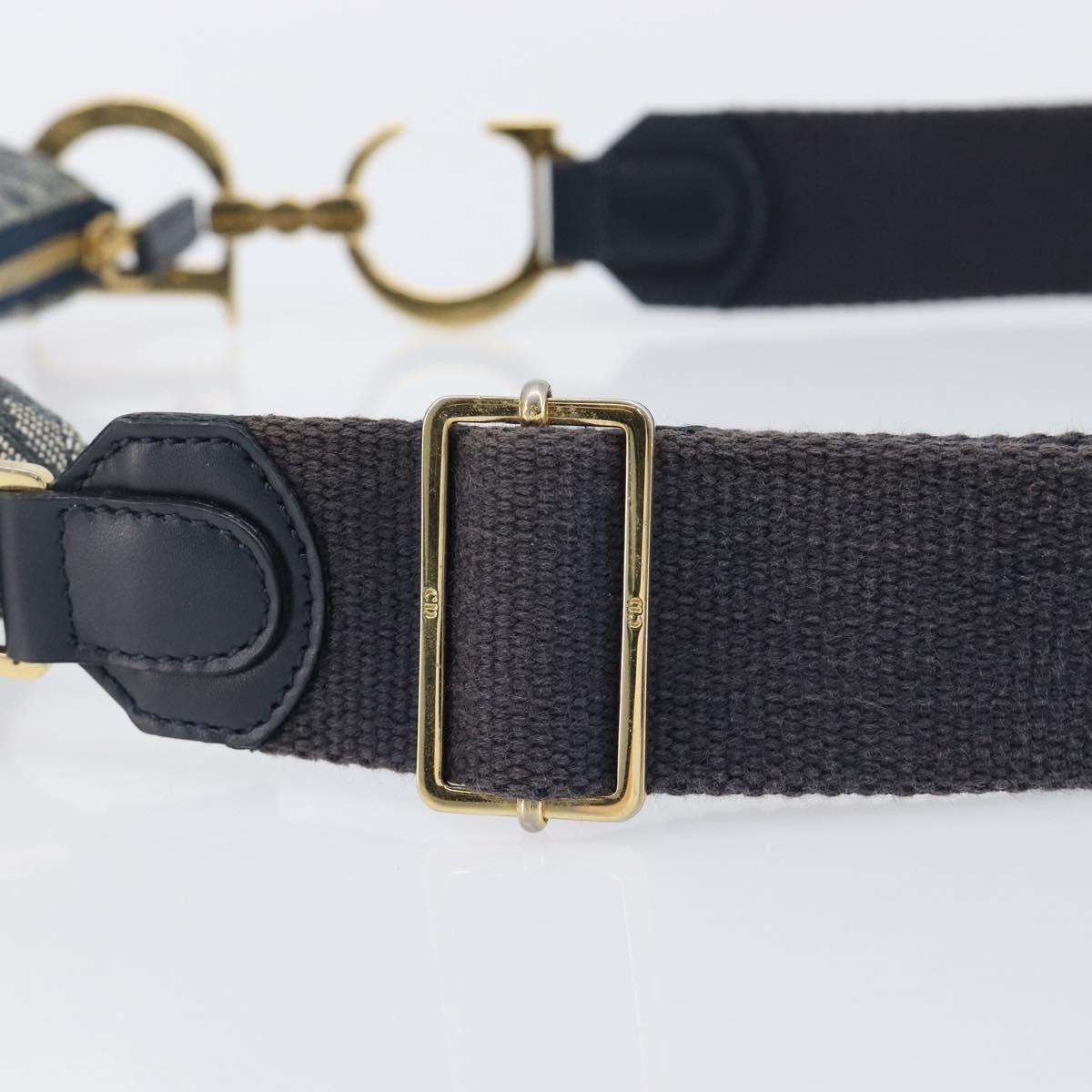 Christian Dior Trotter Canvas Saddle Shoulder Bag Navy Gold Tone Auth 209622V