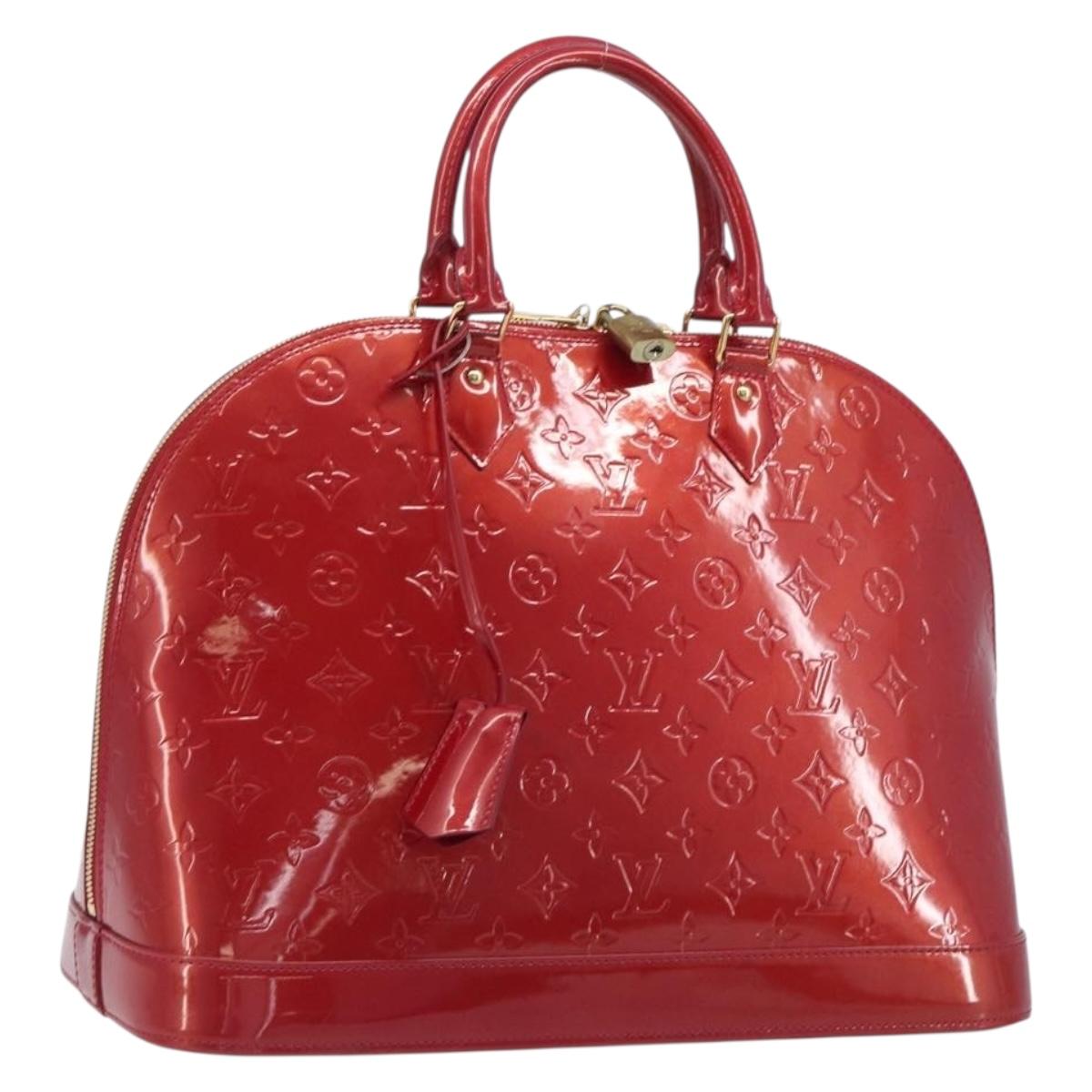 LOUIS VUITTON Monogram Vernis Alma GM Hand Bag Pomme D'amour M93596 Auth 209623V