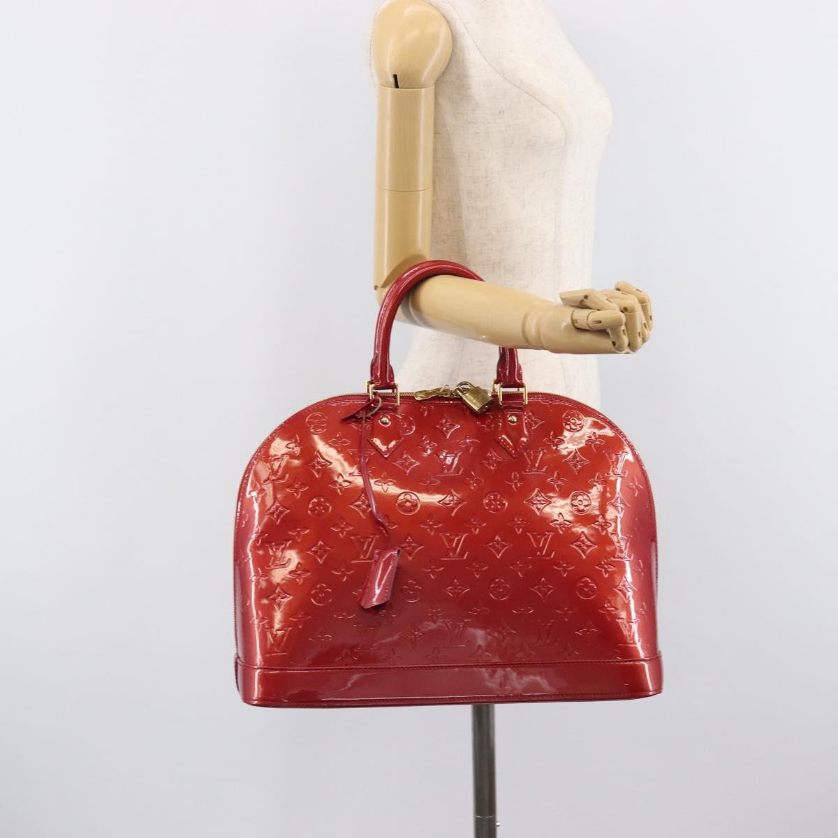 LOUIS VUITTON Monogram Vernis Alma GM Hand Bag Pomme D'amour M93596 Auth 209623V