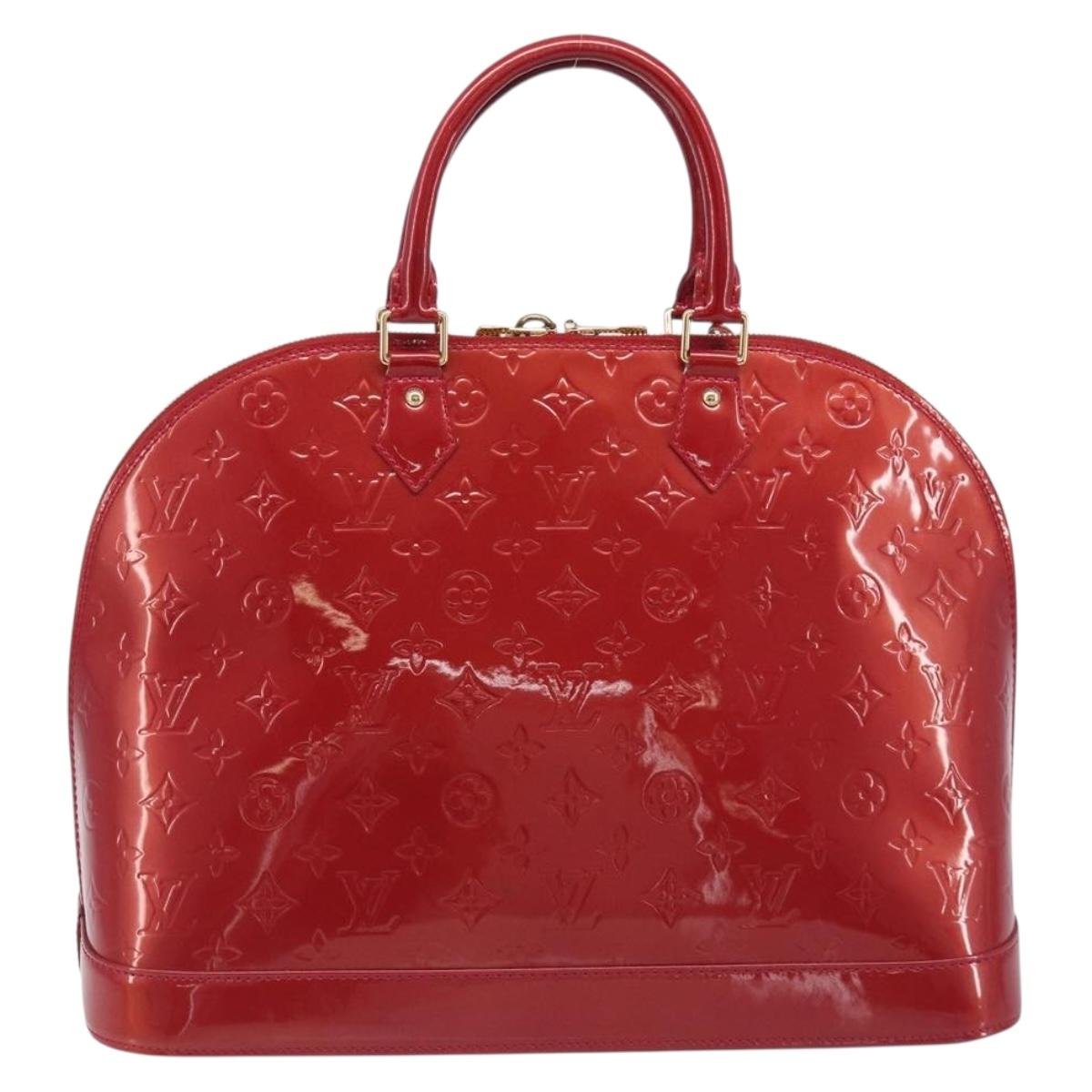 LOUIS VUITTON Monogram Vernis Alma GM Hand Bag Pomme D'amour M93596 Auth 209623V