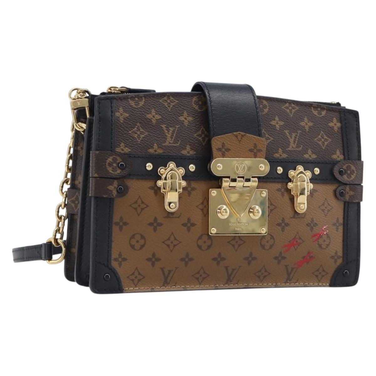 LOUIS VUITTON Monogram Reverse Trunk Clutch Shoulder Bag M43596 Auth 209626SAM