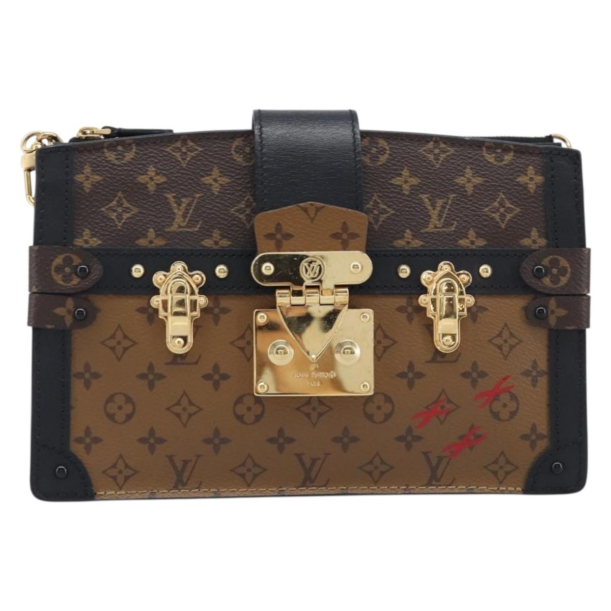 LOUIS VUITTON Monogram Reverse Trunk Clutch Shoulder Bag M43596 Auth 209626SAM