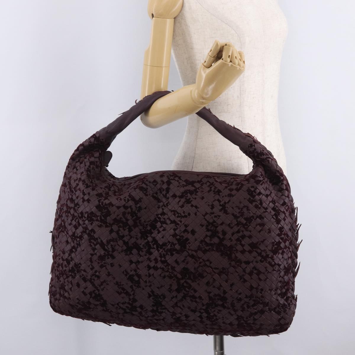 Bottega Veneta INTRECCIATO Hobo Shoulder Bag Leather Bordeaux Auth 209629V