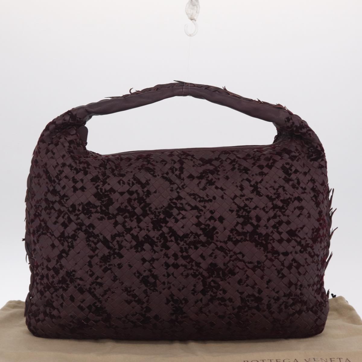 Bottega Veneta INTRECCIATO Hobo Shoulder Bag Leather Bordeaux Auth 209629V