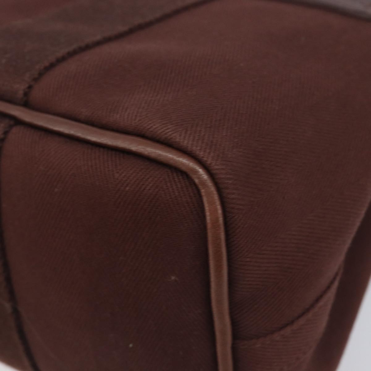 HERMES Valparaiso PM Hand Bag Canvas Brown Silver Auth 209635V