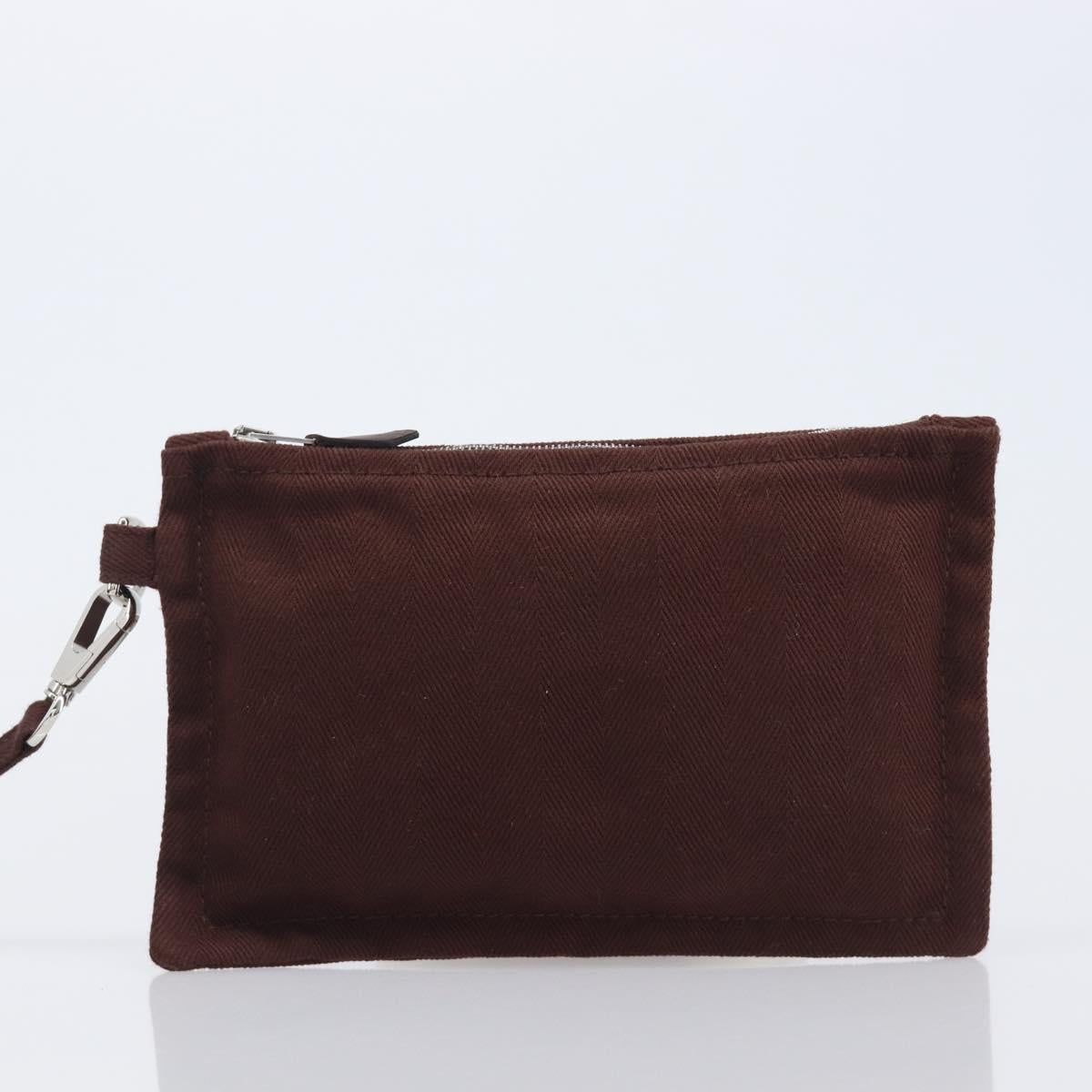 HERMES Valparaiso PM Hand Bag Canvas Brown Silver Auth 209635V