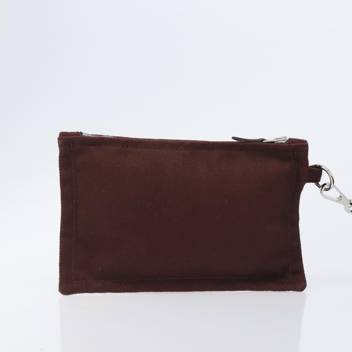 HERMES Valparaiso PM Hand Bag Canvas Brown Silver Auth 209635V