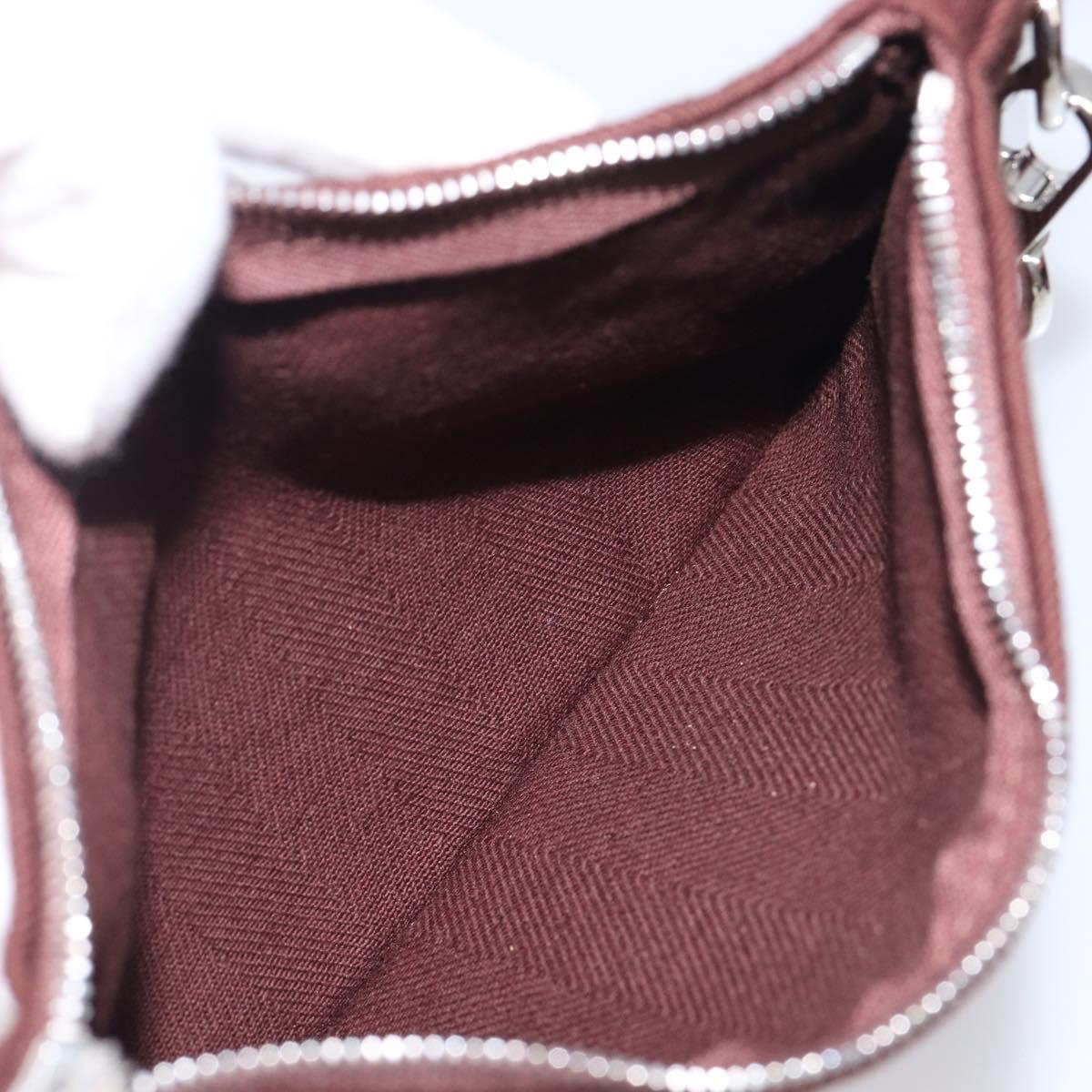 HERMES Valparaiso PM Hand Bag Canvas Brown Silver Auth 209635V