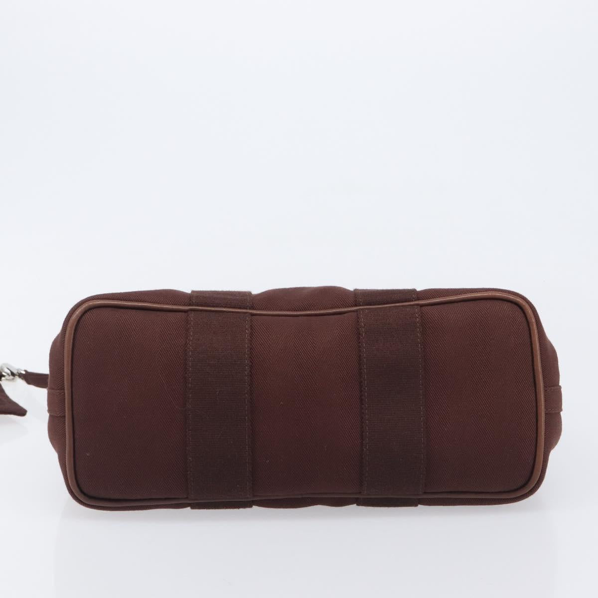 HERMES Valparaiso PM Hand Bag Canvas Brown Silver Auth 209635V