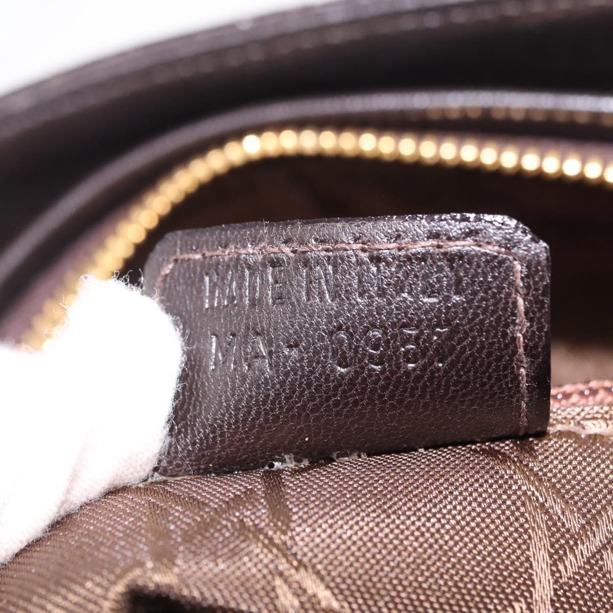 Christian Dior Canage Lady Dior Hand Bag Lamb Skin Dark Brown Gold Auth 209640V