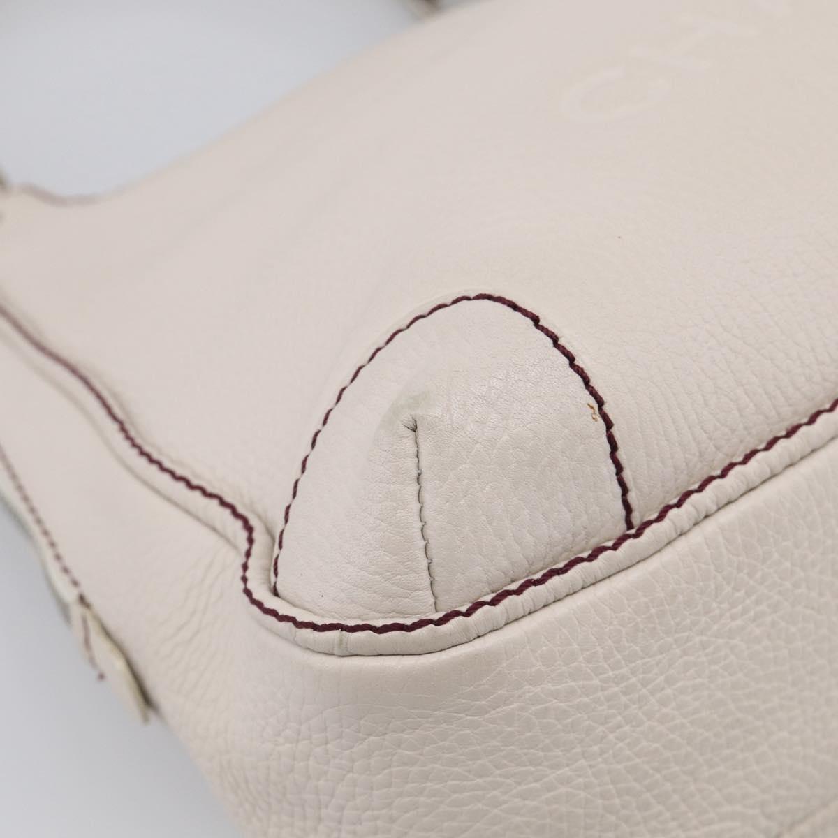 CHANEL Hand Bag Leather Ivory Silver CC Auth 209642V