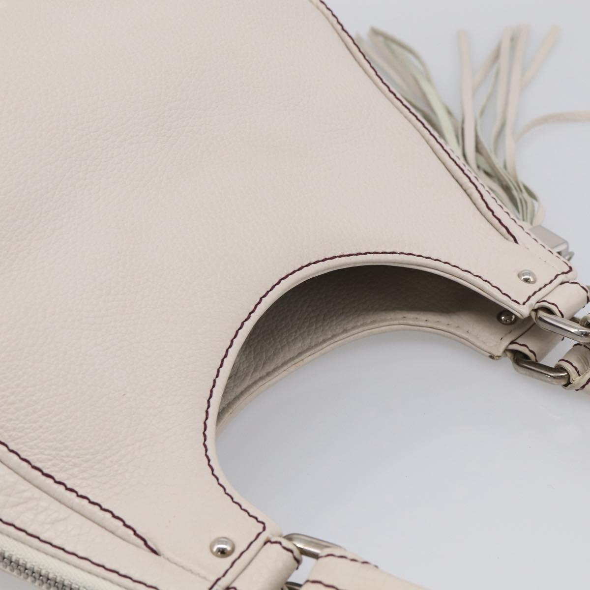 CHANEL Hand Bag Leather Ivory Silver CC Auth 209642V