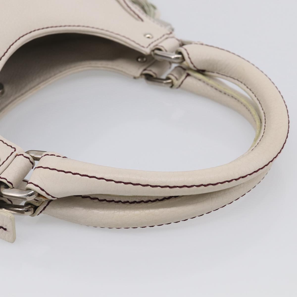 CHANEL Hand Bag Leather Ivory Silver CC Auth 209642V