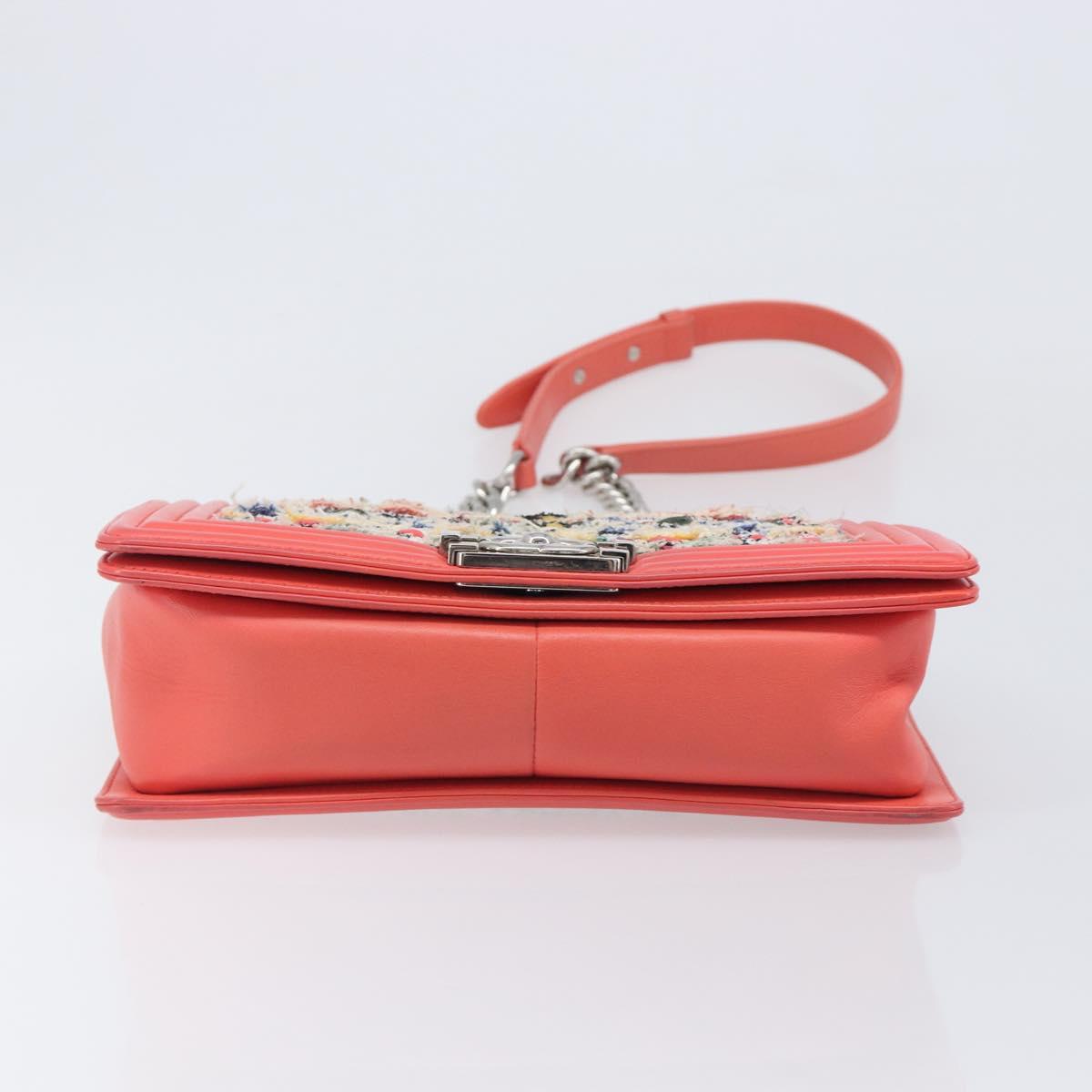 CHANEL Boy Chanel Chain Shoulder Bag Leather Tweed Multicolor CC Auth 209643SAM