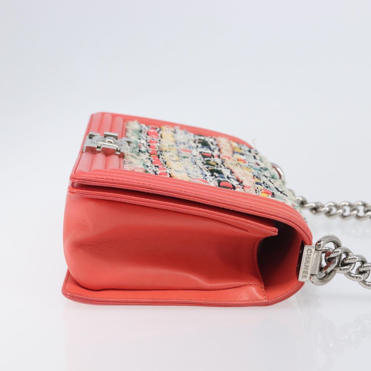CHANEL Boy Chanel Chain Shoulder Bag Leather Tweed Multicolor CC Auth 209643SAM
