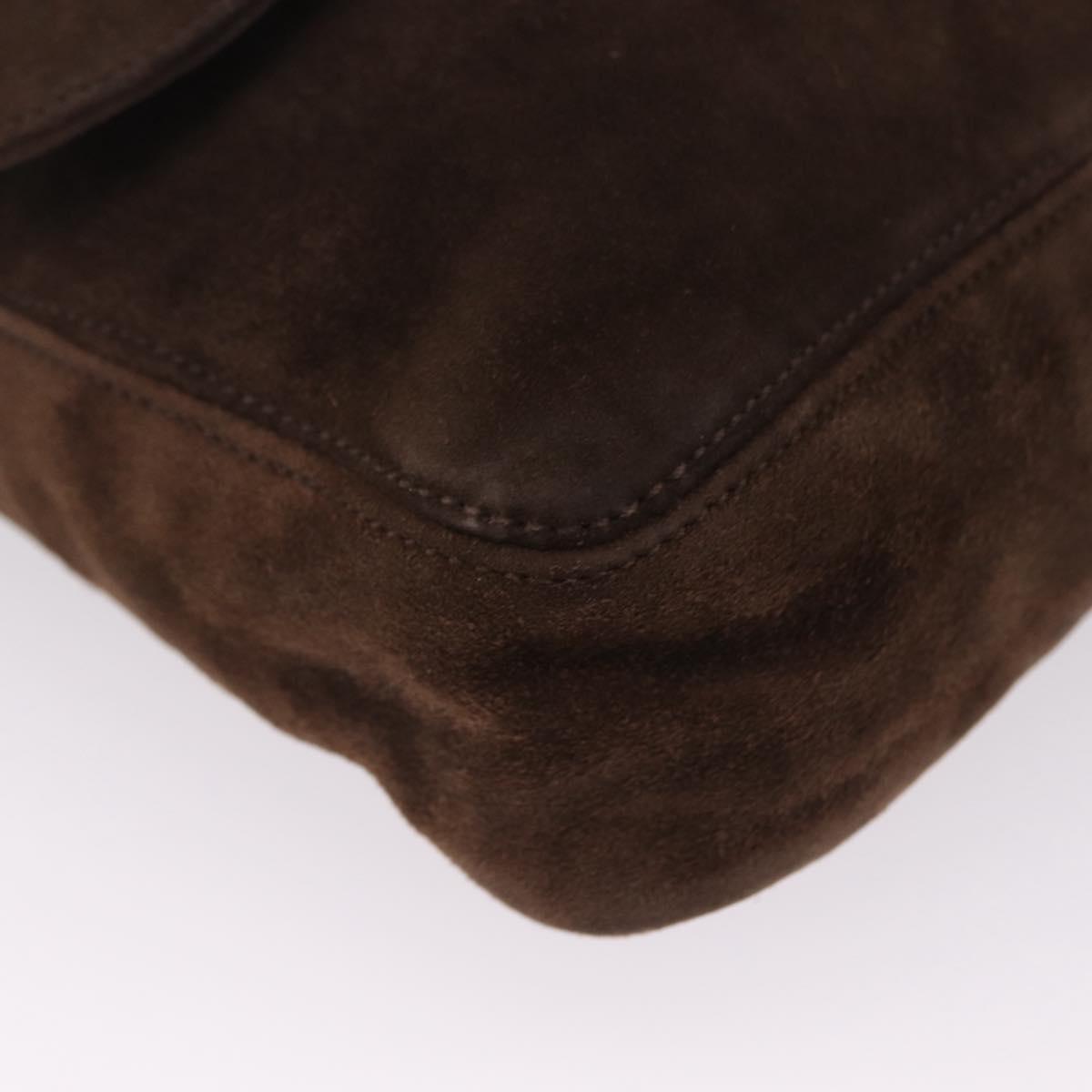 CHANEL Shoulder Bag Suede Brown CC Auth 209651A